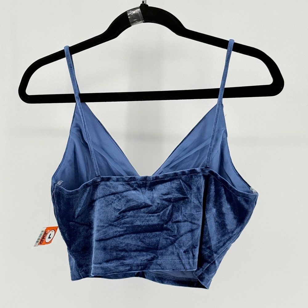 New Fairy Floral Embroidered Blue Crop Top Spaghetti Strap Womens Jr L Festival - Picture 3 of 8